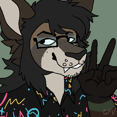 a gif of my fursona cade, a oriental shorthair with long black hair and brown and cream colored fur